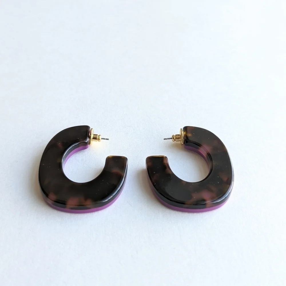 Kate Spade NY Resin 'Urban Jungle' Two Tone Hoop Earrings Purple, Tortoise